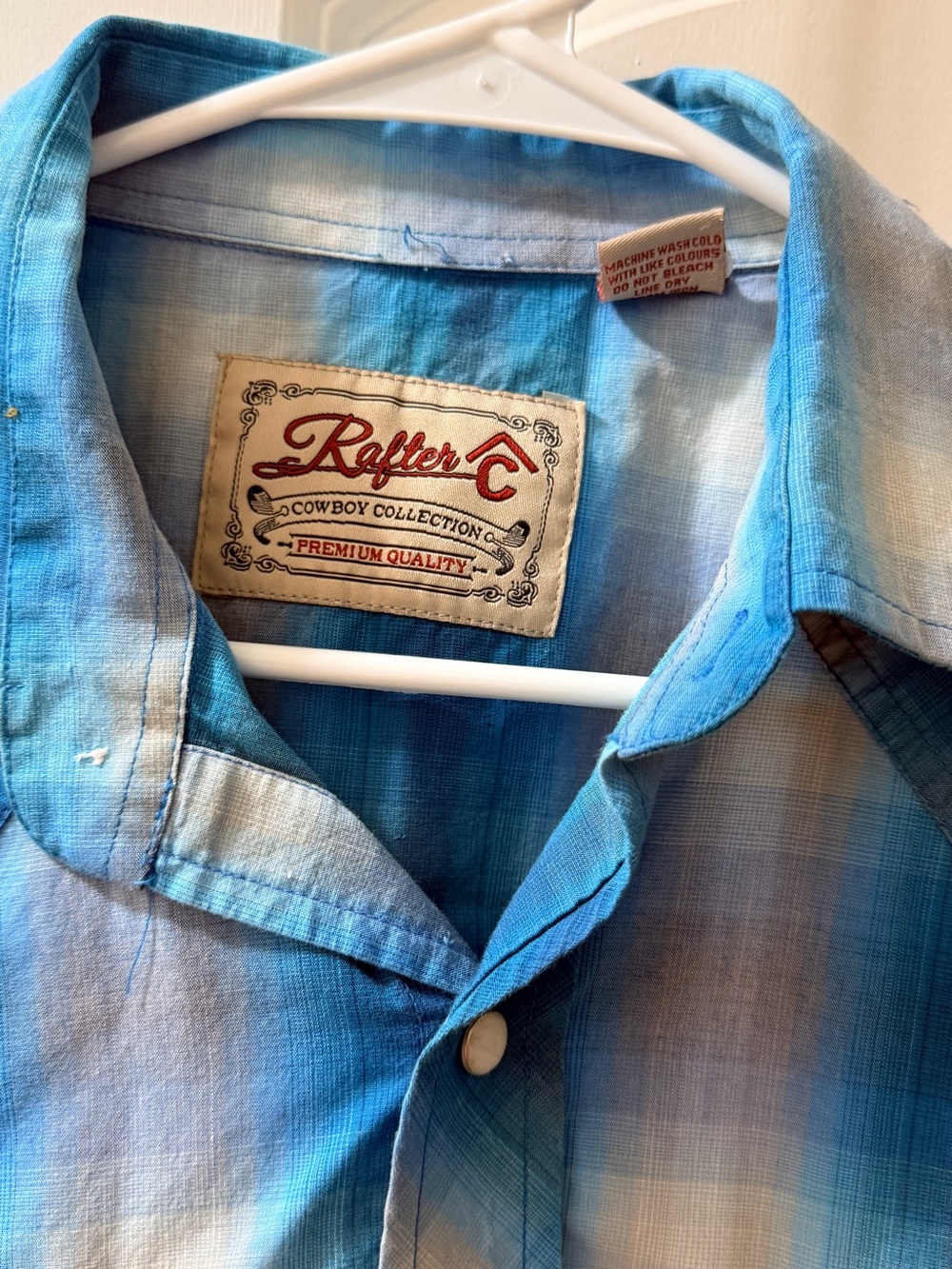 Rafter C Men's Turquoise Plaid Button-Down Shirt